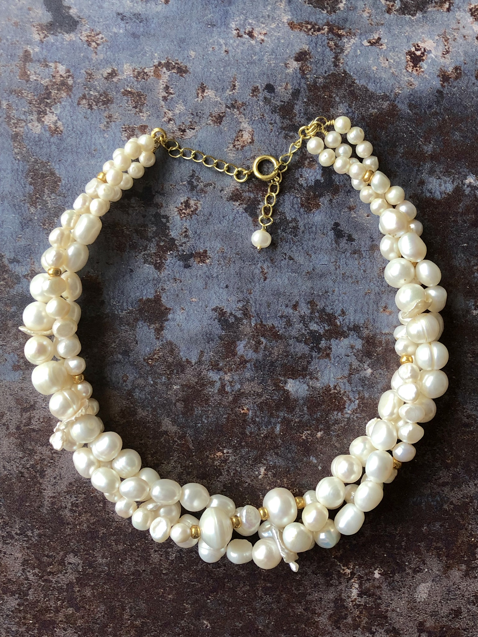 Twisted Irregular Shaped Freshwater Pearl Necklace - Image 2