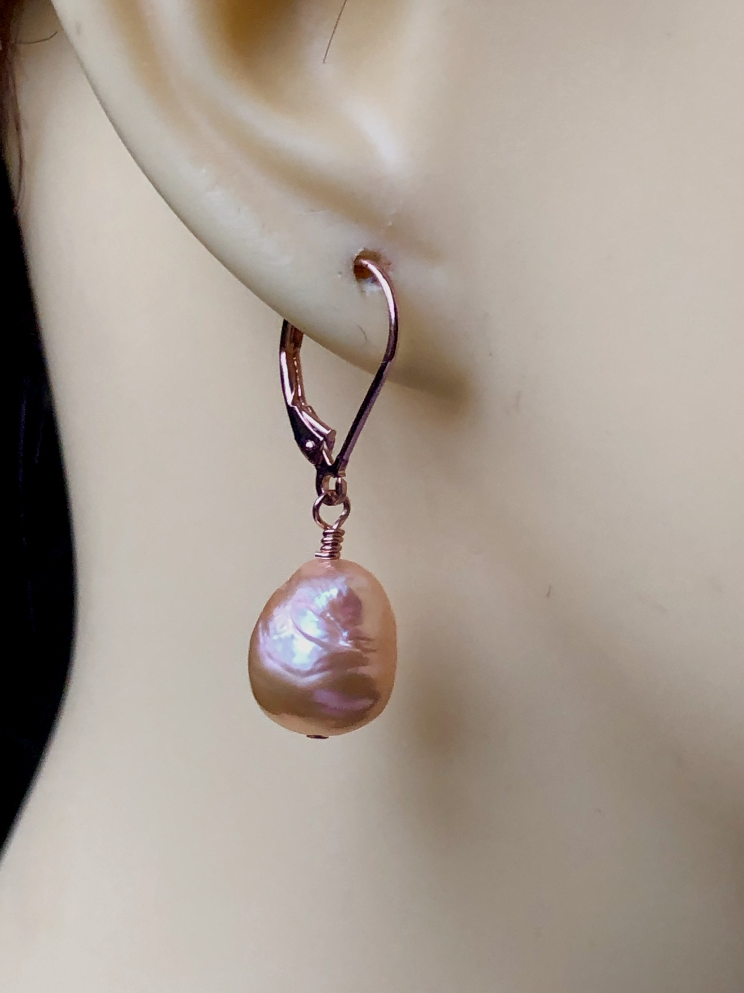 Metallic Pearl Earrings - Image 4