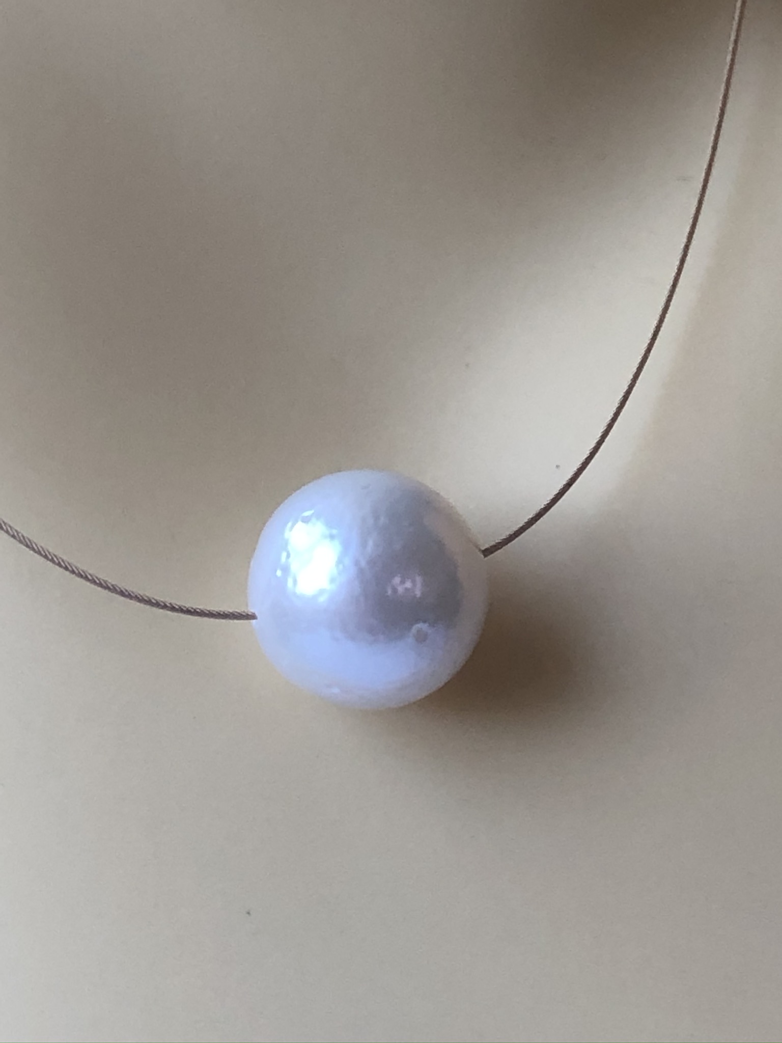 Neckline Floating Pearl Necklace - Rose Gold - Image 2