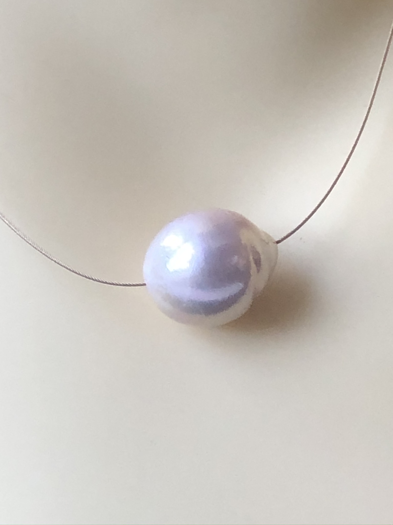 Neckline Baroque Floating Pearl Necklace - Rose Gold - Image 2