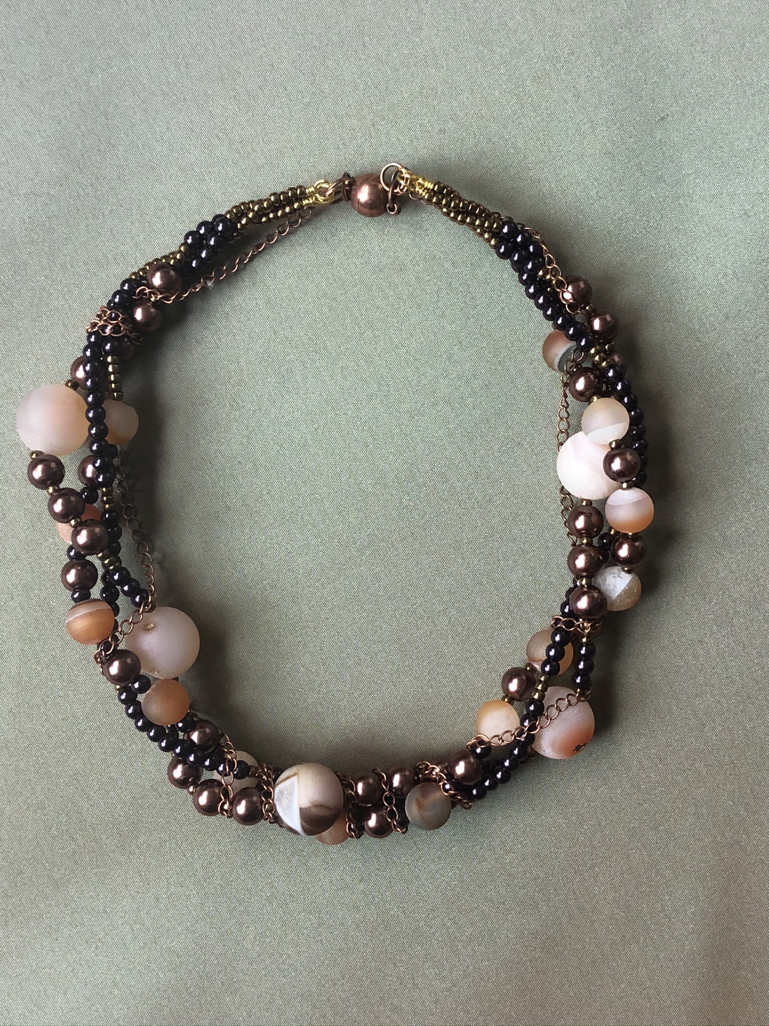 Druzy and Shell Pearl Twist Necklace - Image 2