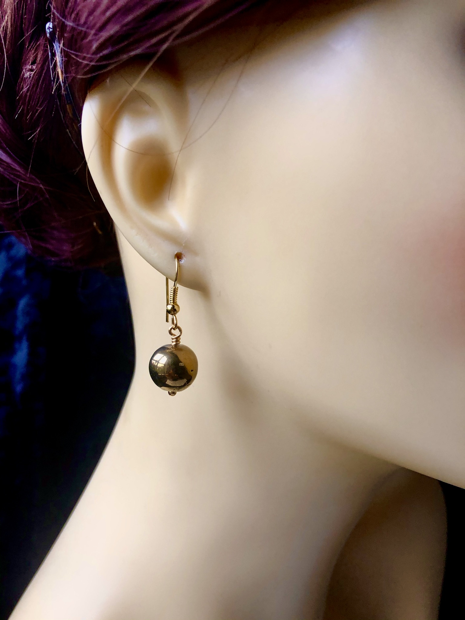 Golden Coated Haematite Earrings - Image 3