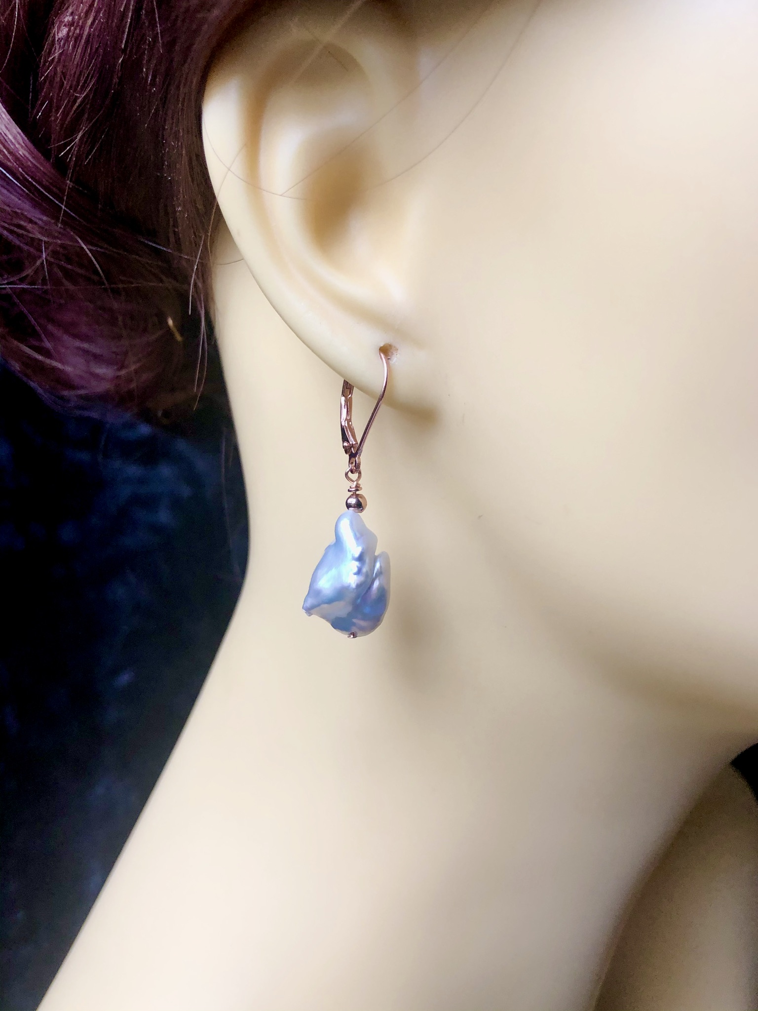 Irregular Shape Metallic Pearl Earrings