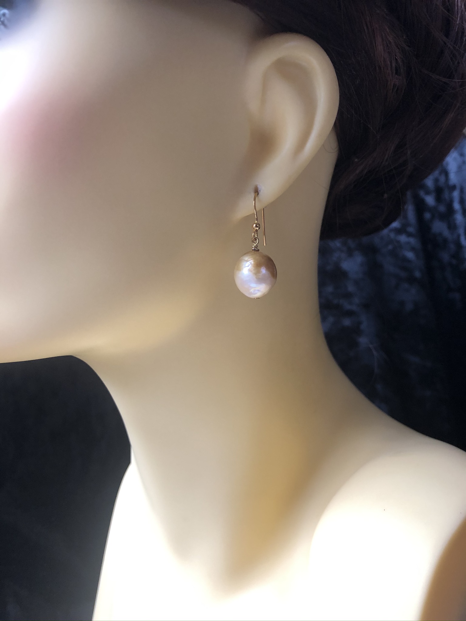 Metallic Pearl Earrings - Gold Plated Silver Hooks