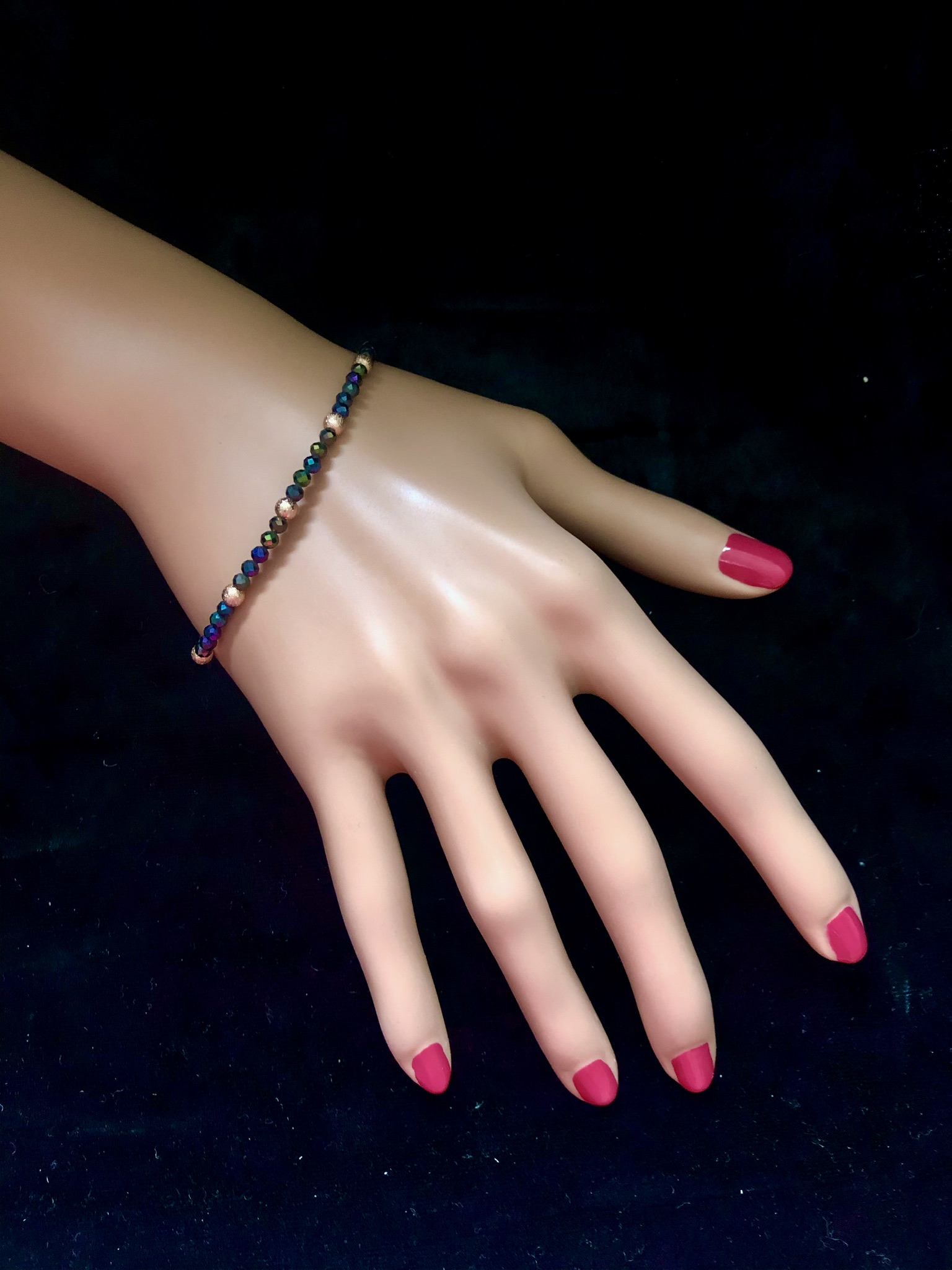 Colour Coated Black Spinel and Rose Gold Bracelet