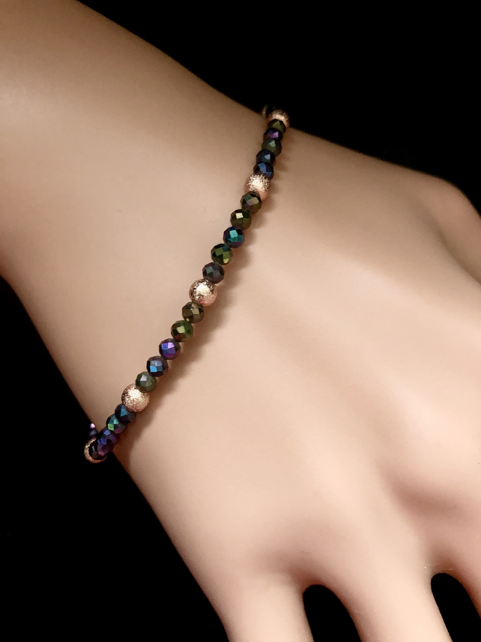 Colour Coated Black Spinel and Rose Gold Bracelet - Image 2