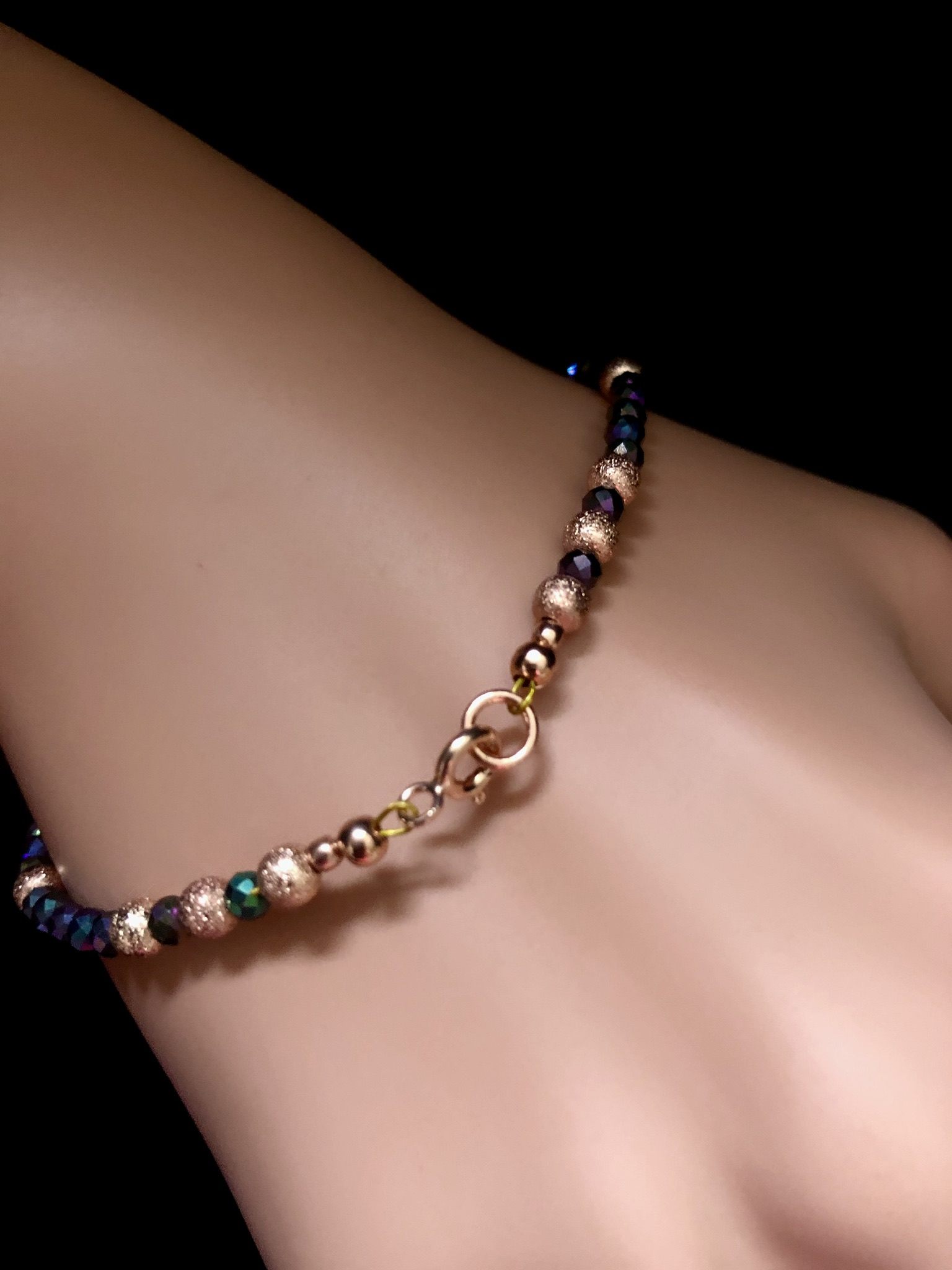 Colour Coated Black Spinel and Rose Gold Bracelet - Image 4