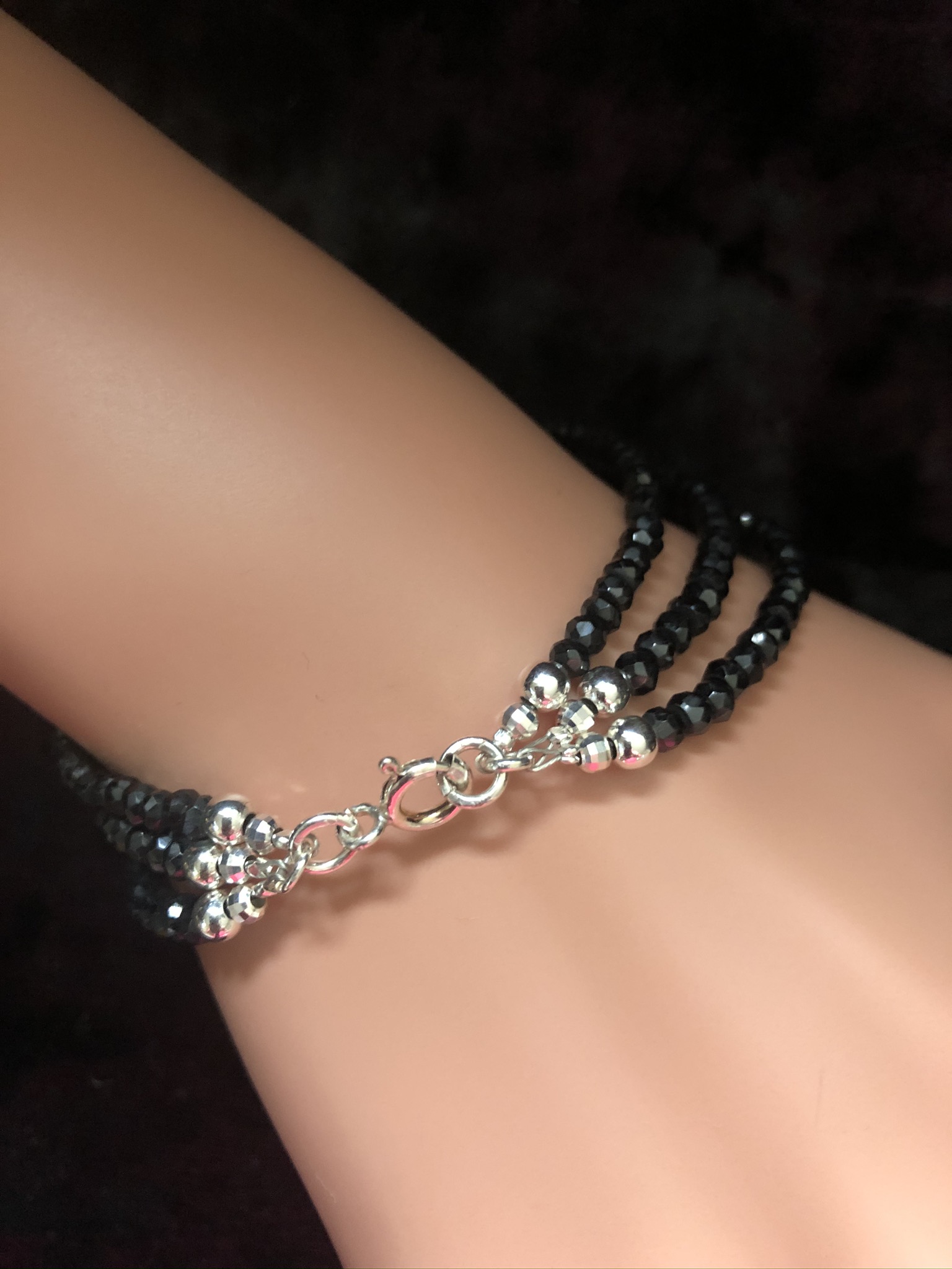 Multi Strand Black Spinel Bracelet - Image 4