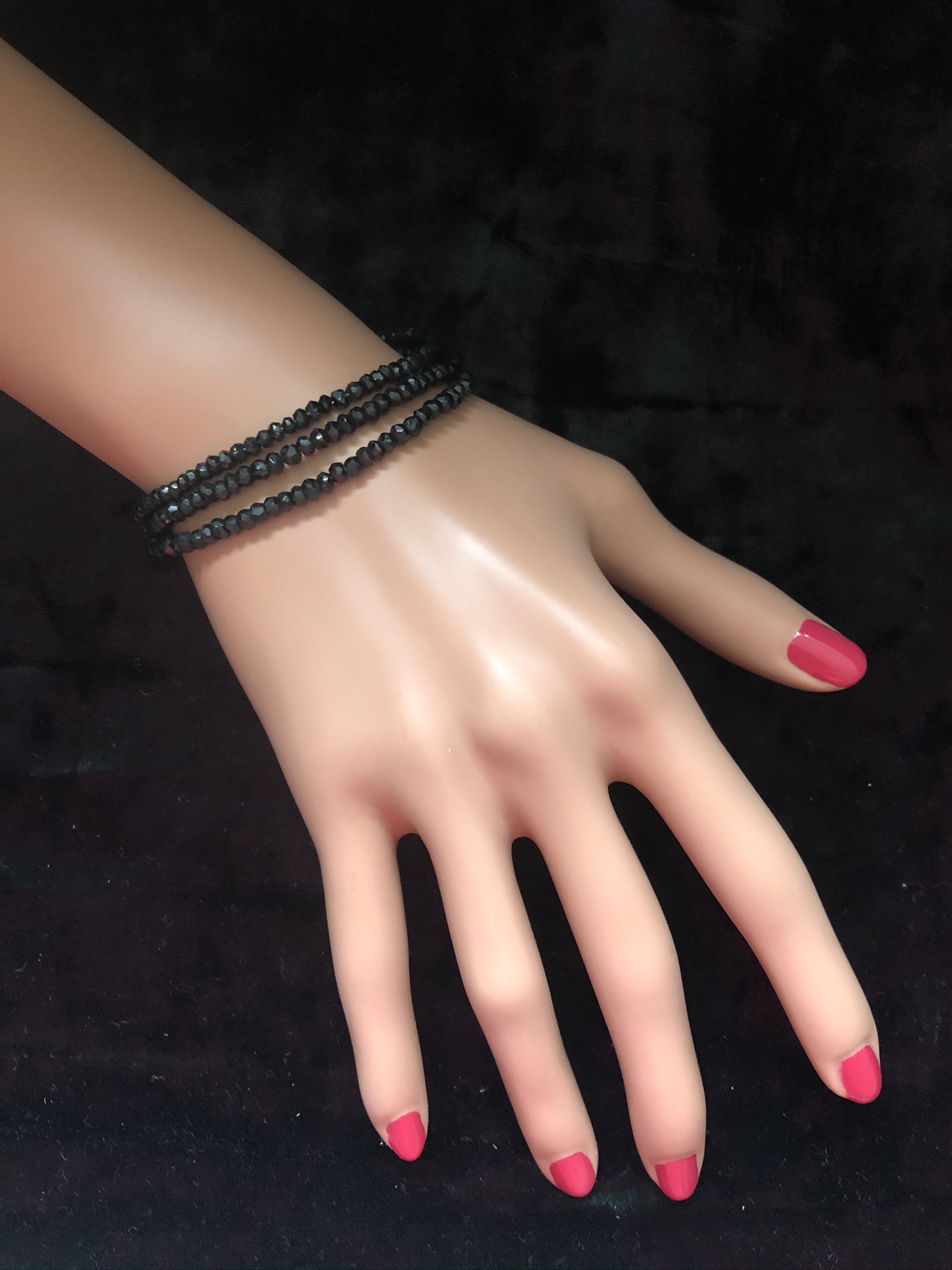 Multi Strand Black Spinel Bracelet