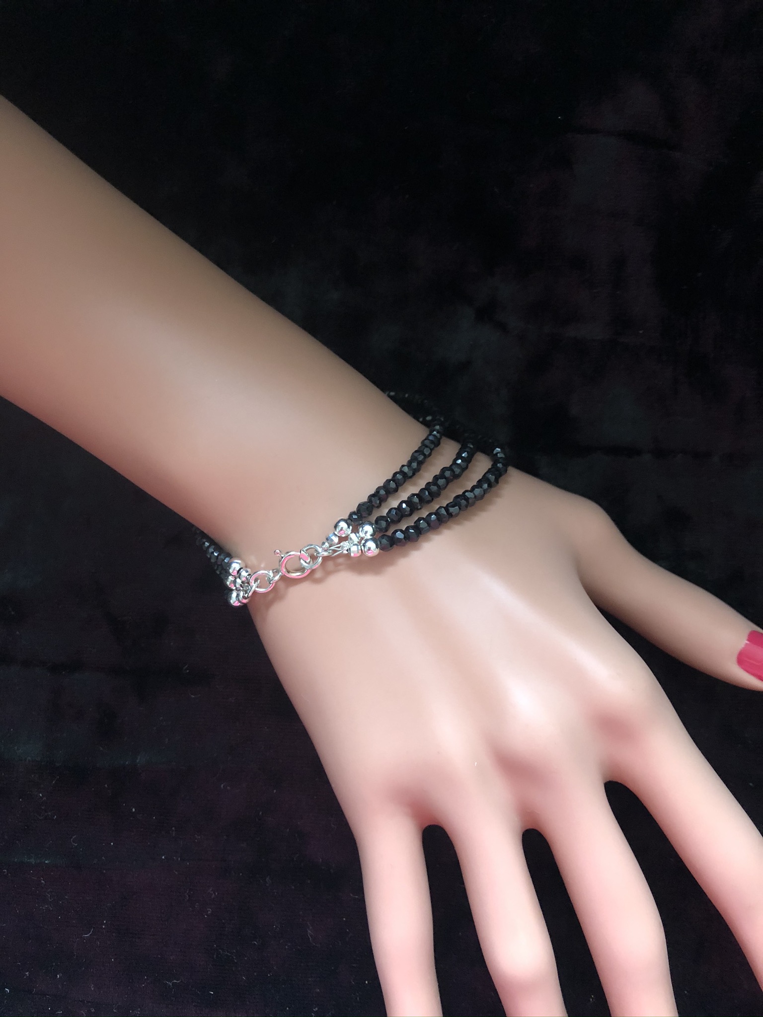 Multi Strand Black Spinel Bracelet - Image 3