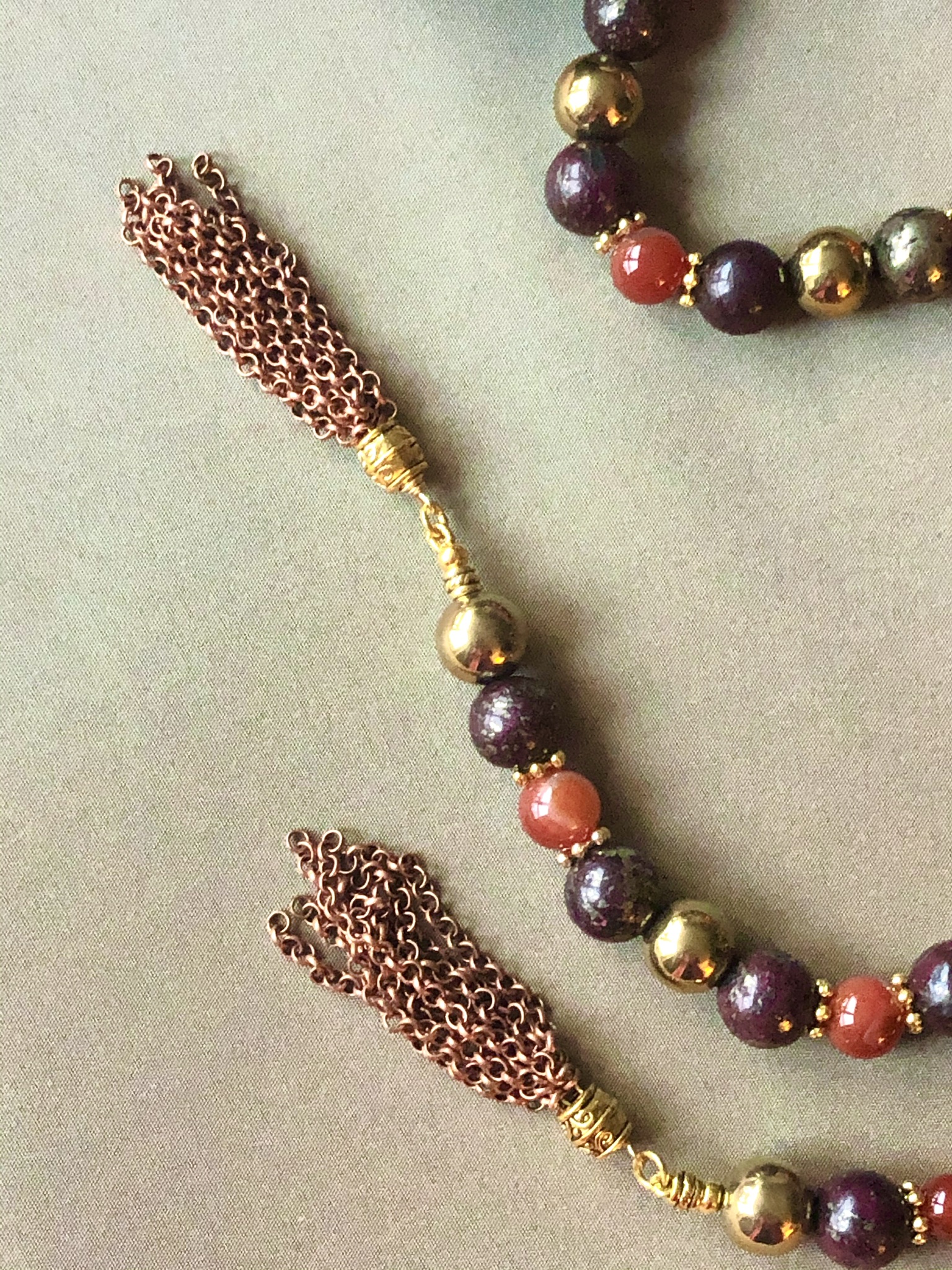 Image for Carnelian obsidian and haematite necklace 3