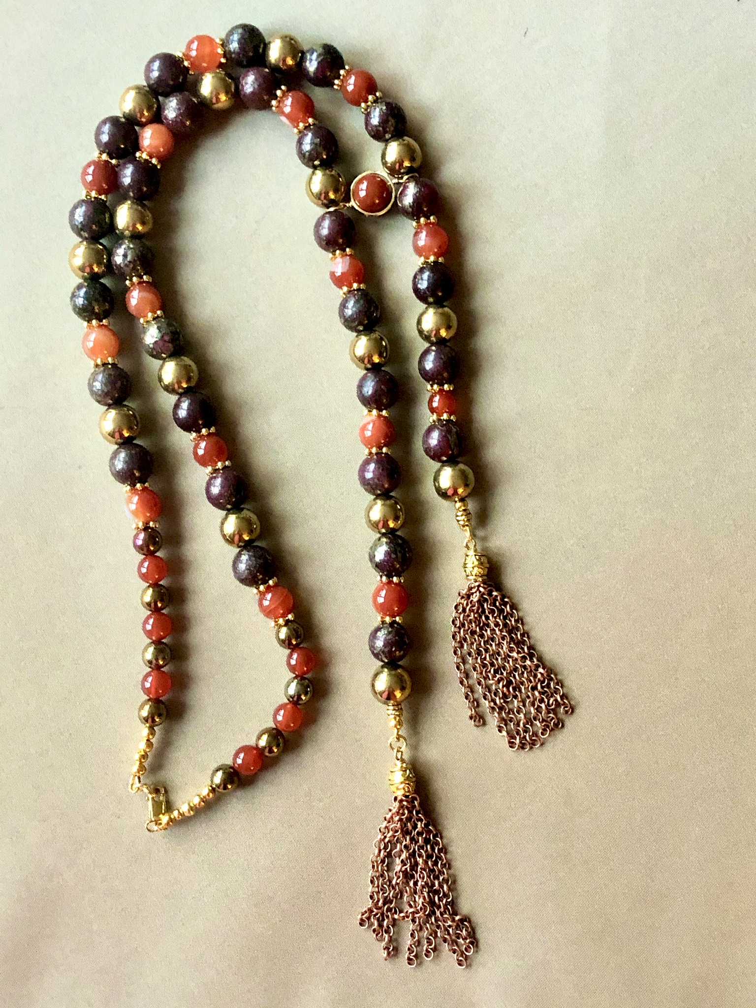 Image for Carnelian obsidian and haematite necklace 4