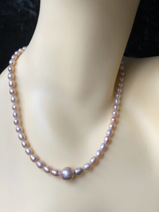 Image for satin pink pearl necklace 1