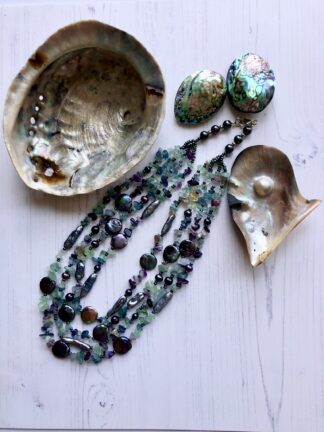 Image for Angelite and shell pearl necklace 1