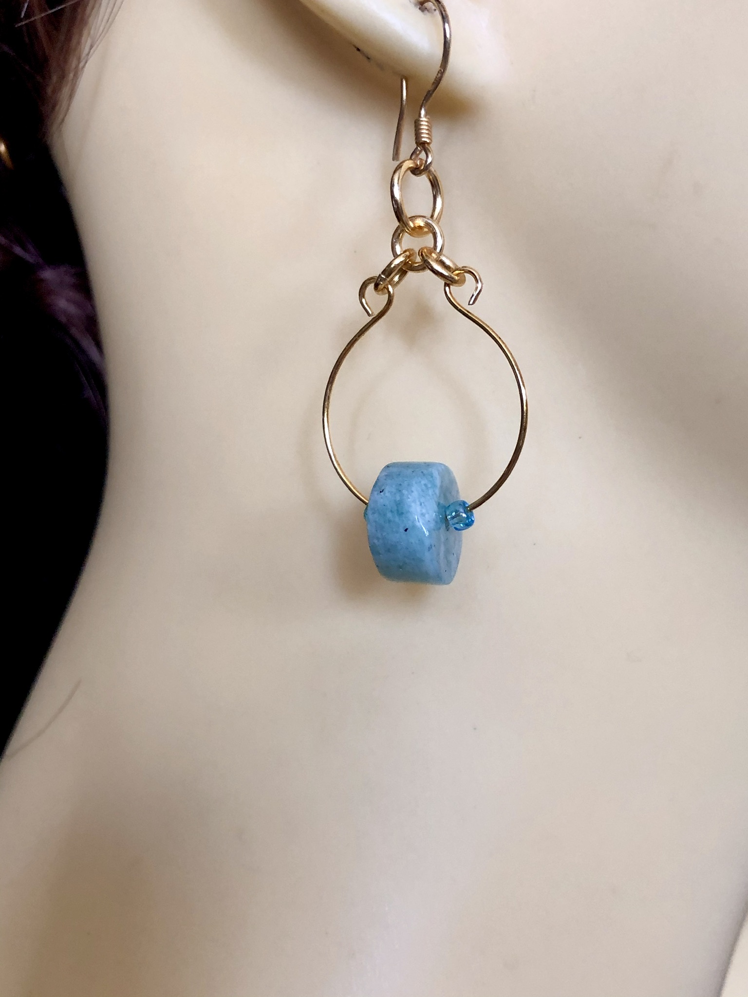 Image for amazonite gold tone hoop earring 3