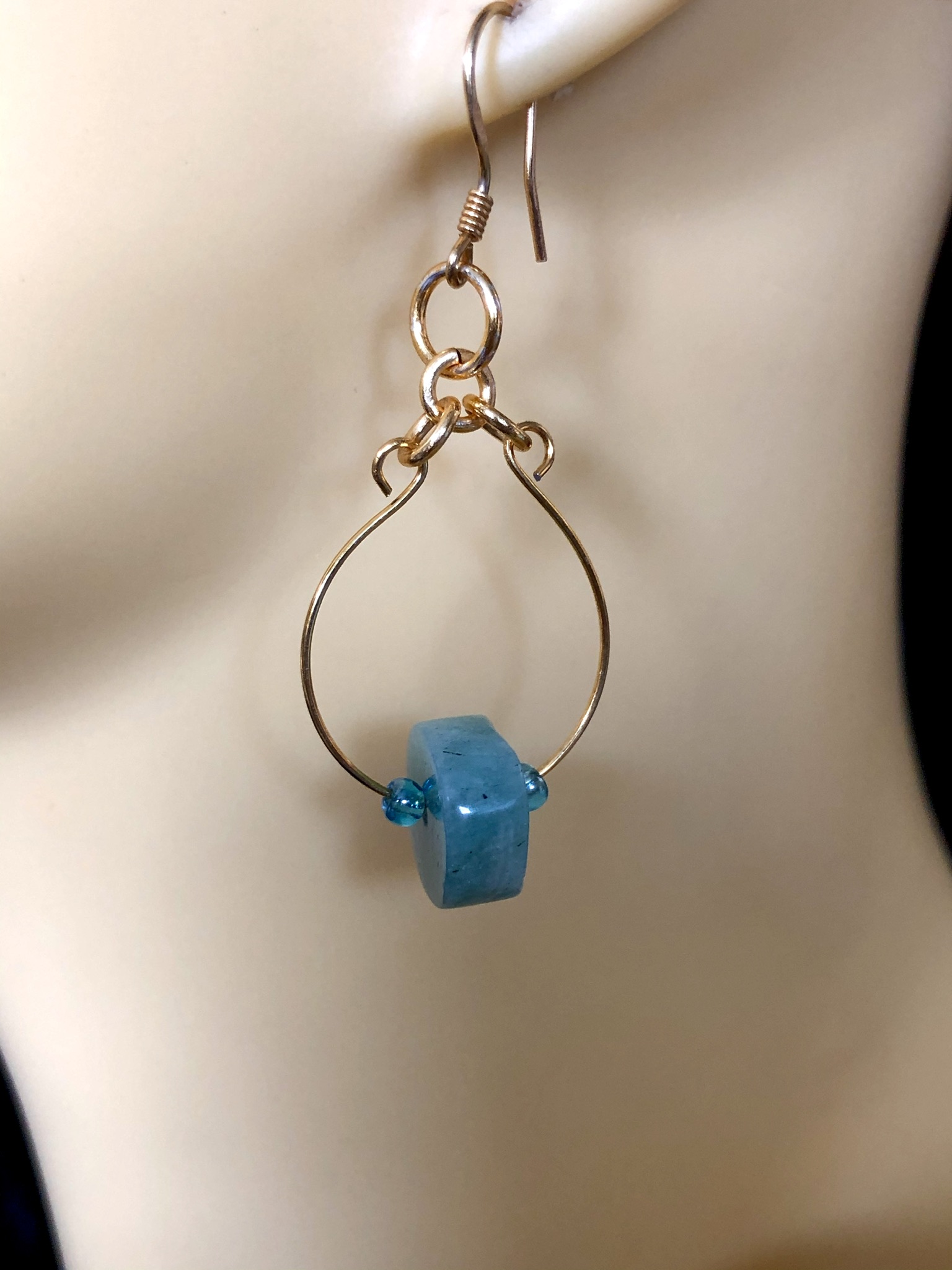 Image for amazonite gold tone hoop earrings 1