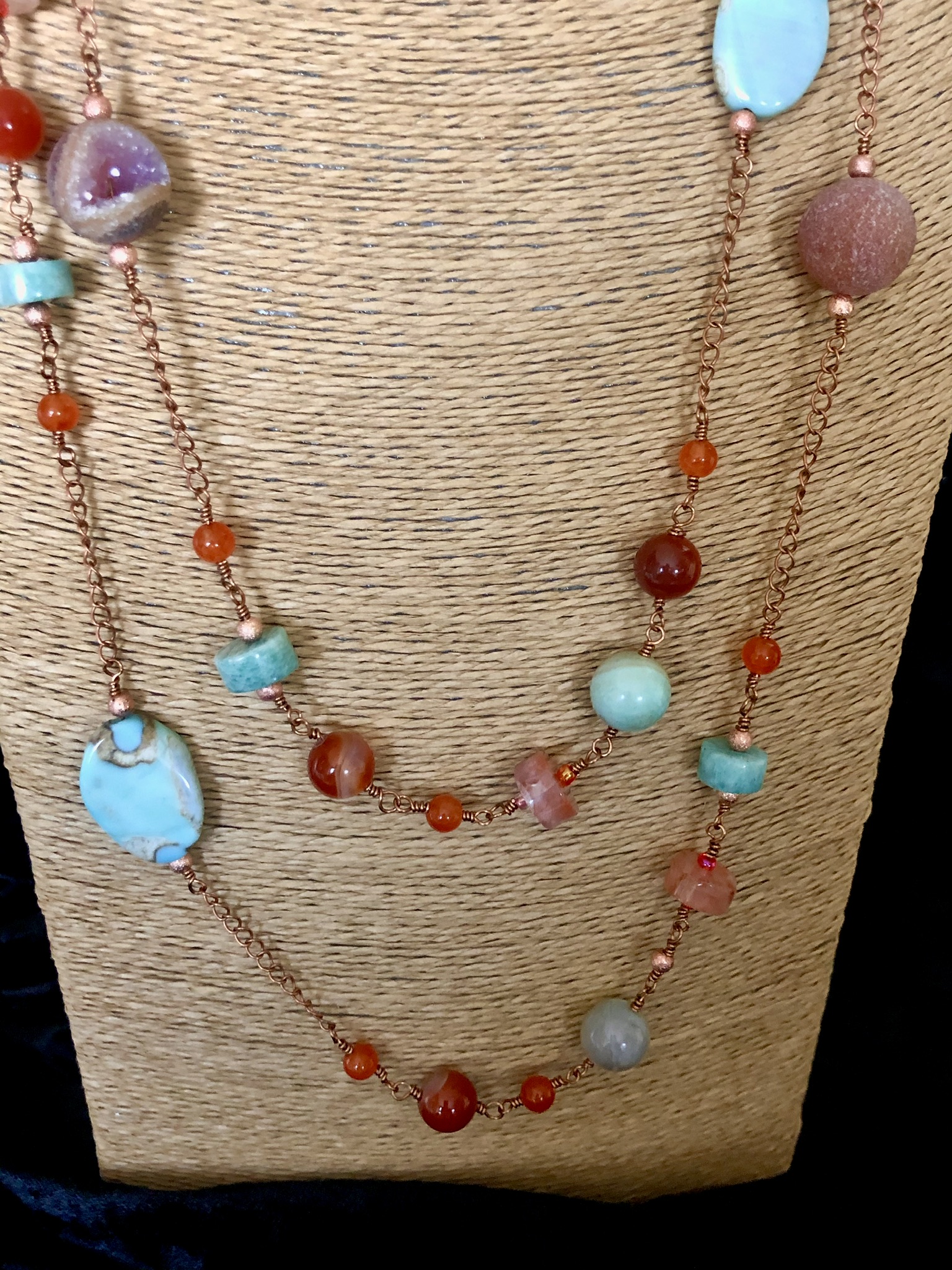 Image for carnelian, druzy, agate, quartz necklace 5