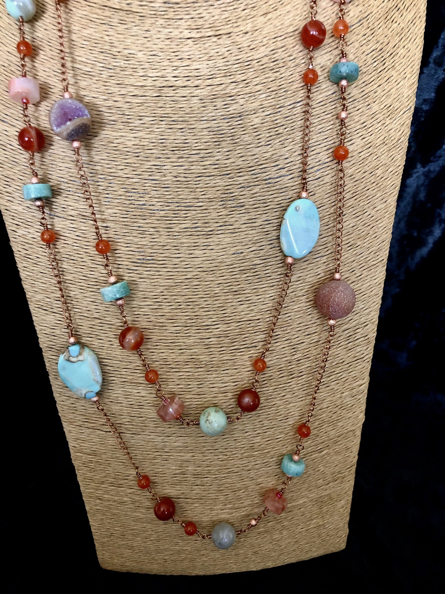 Image for carnelian, druzy, agate, quartz necklace 4