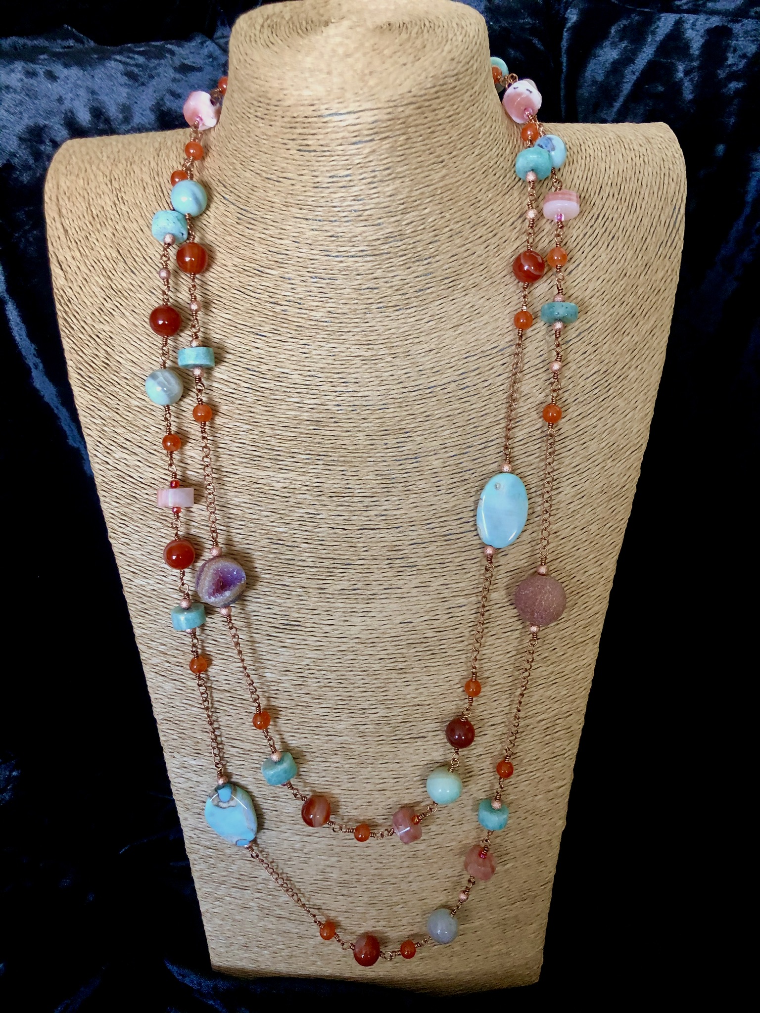 Image for carnelian, druzy, agate, quartz necklace 6