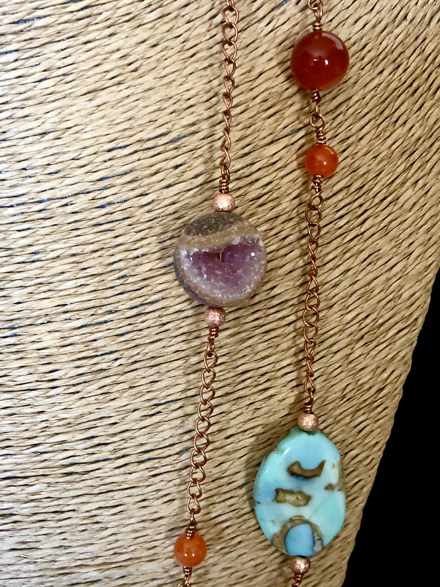 Image for carnelian, druzy, agate, quartz necklace 8