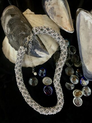 Image for Kiss Kross pale grey and blue necklace 1