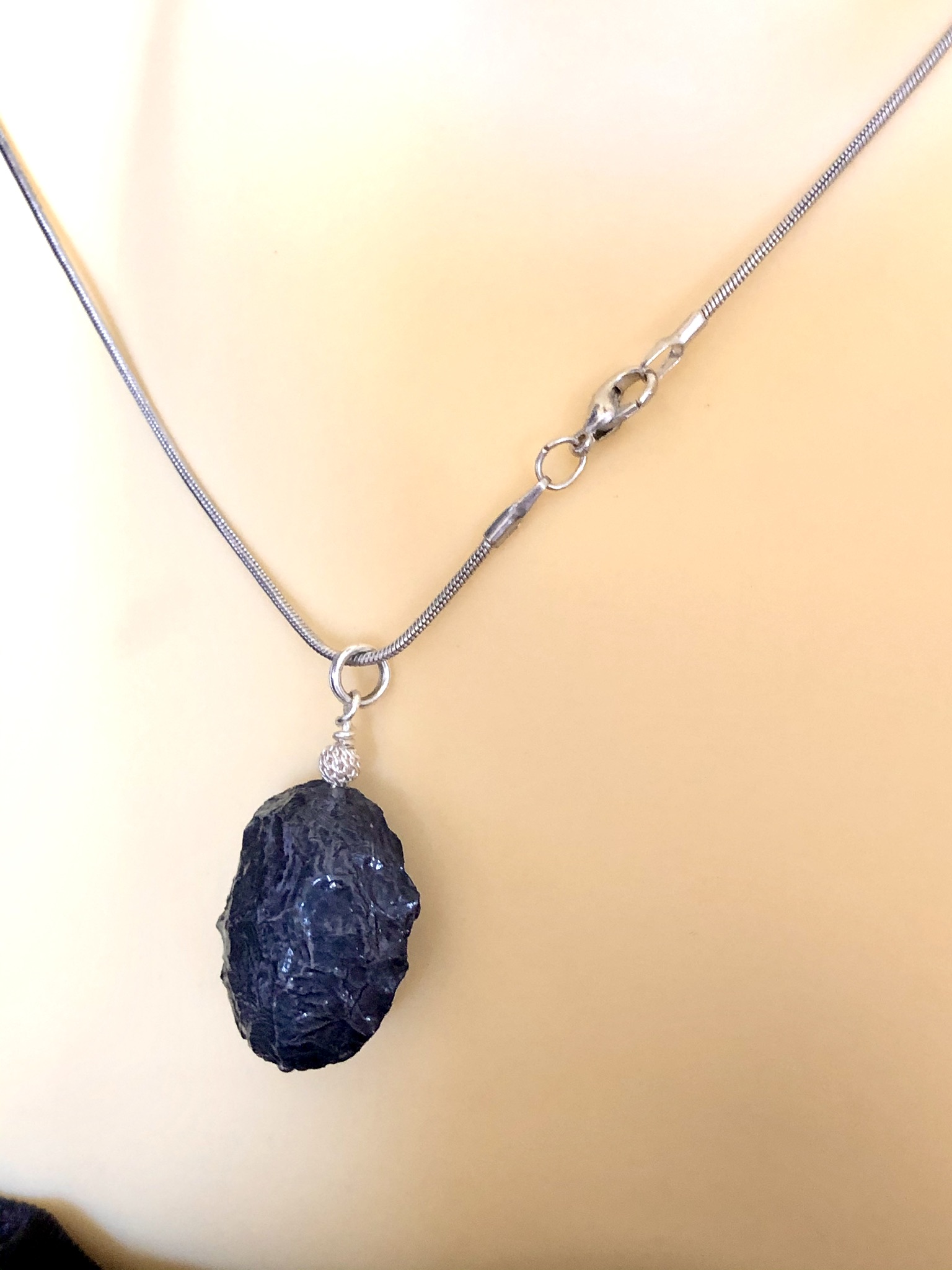 Image for midnight blue coated quartz pendant 5