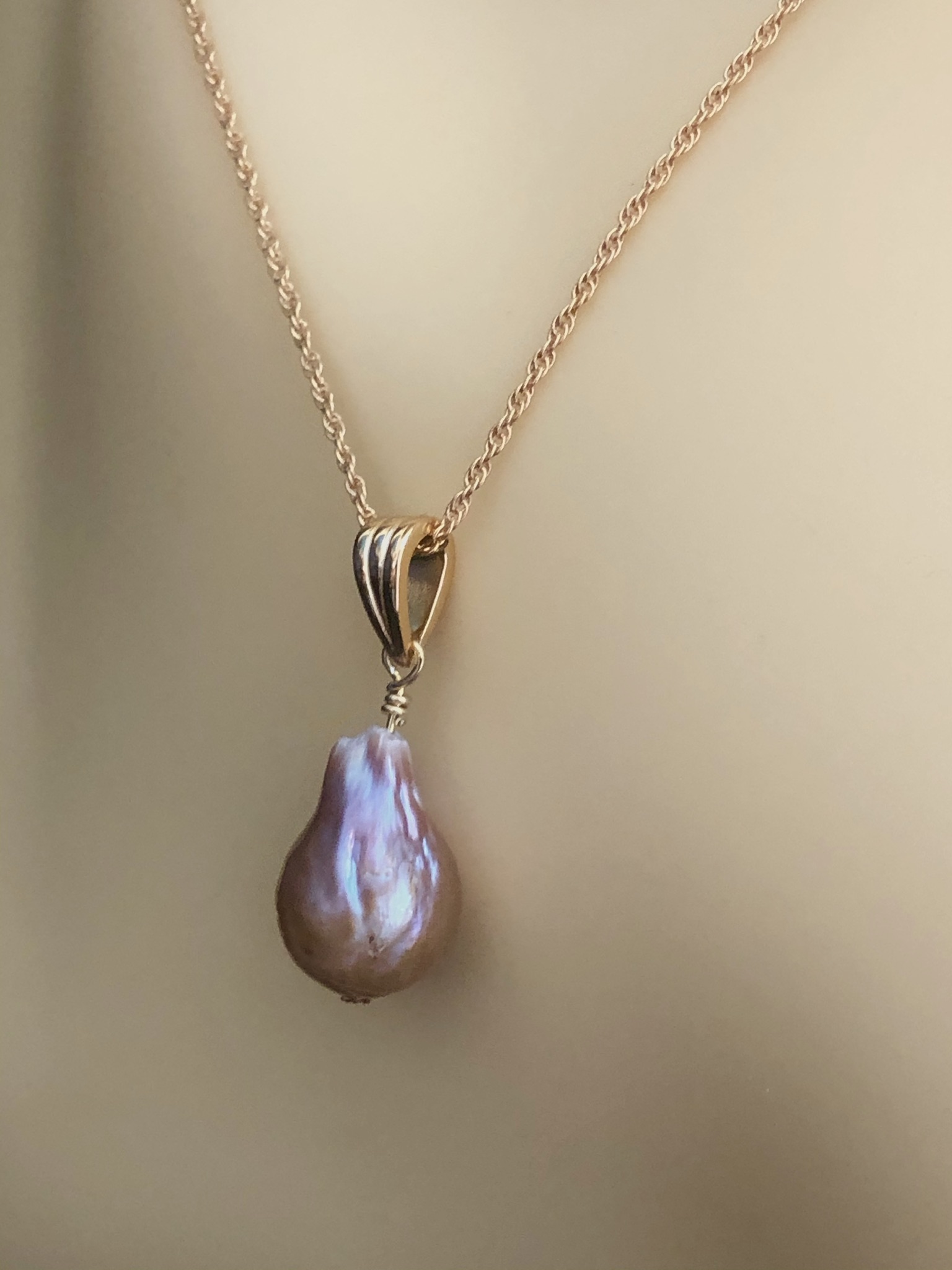 Image for metallic gold freshwater pearl pendant 4