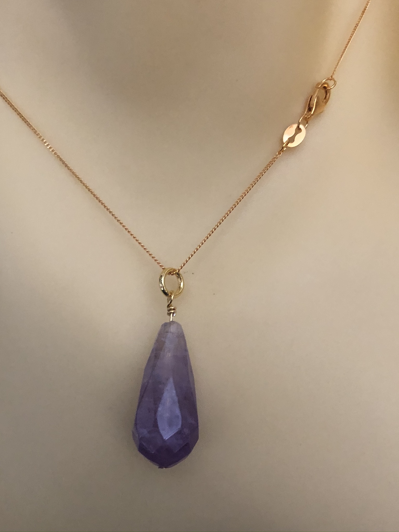 Image for Faceted amethyst drop and gold plate pendant 3
