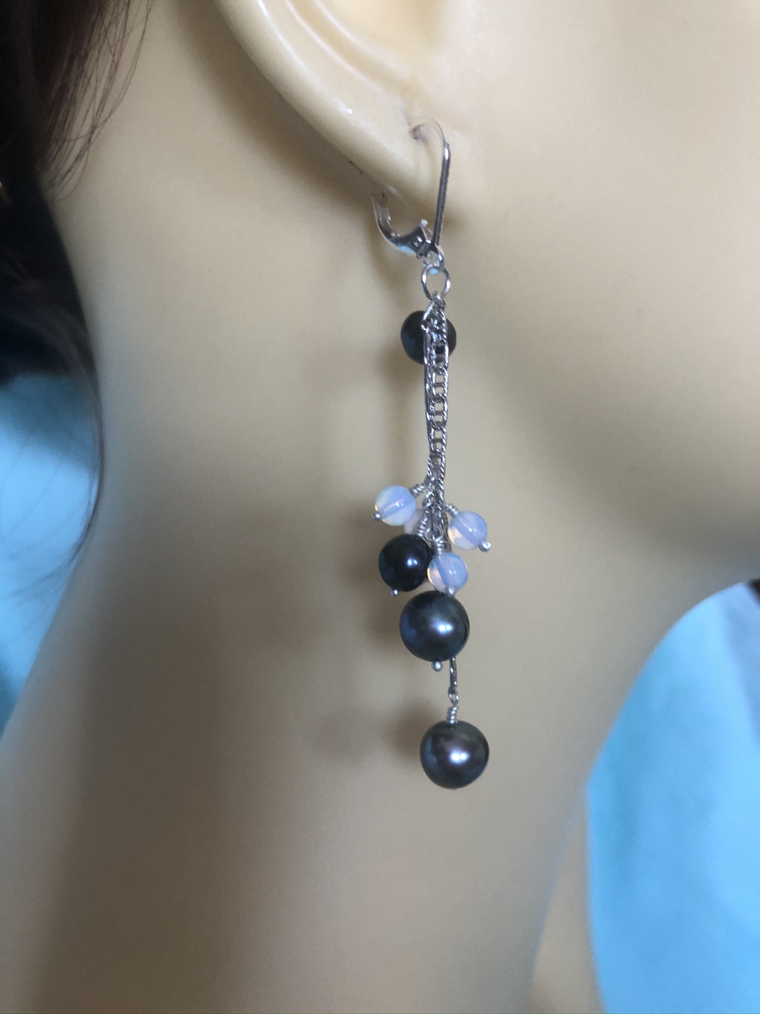 Image for Moonstone and pearl earrings 2