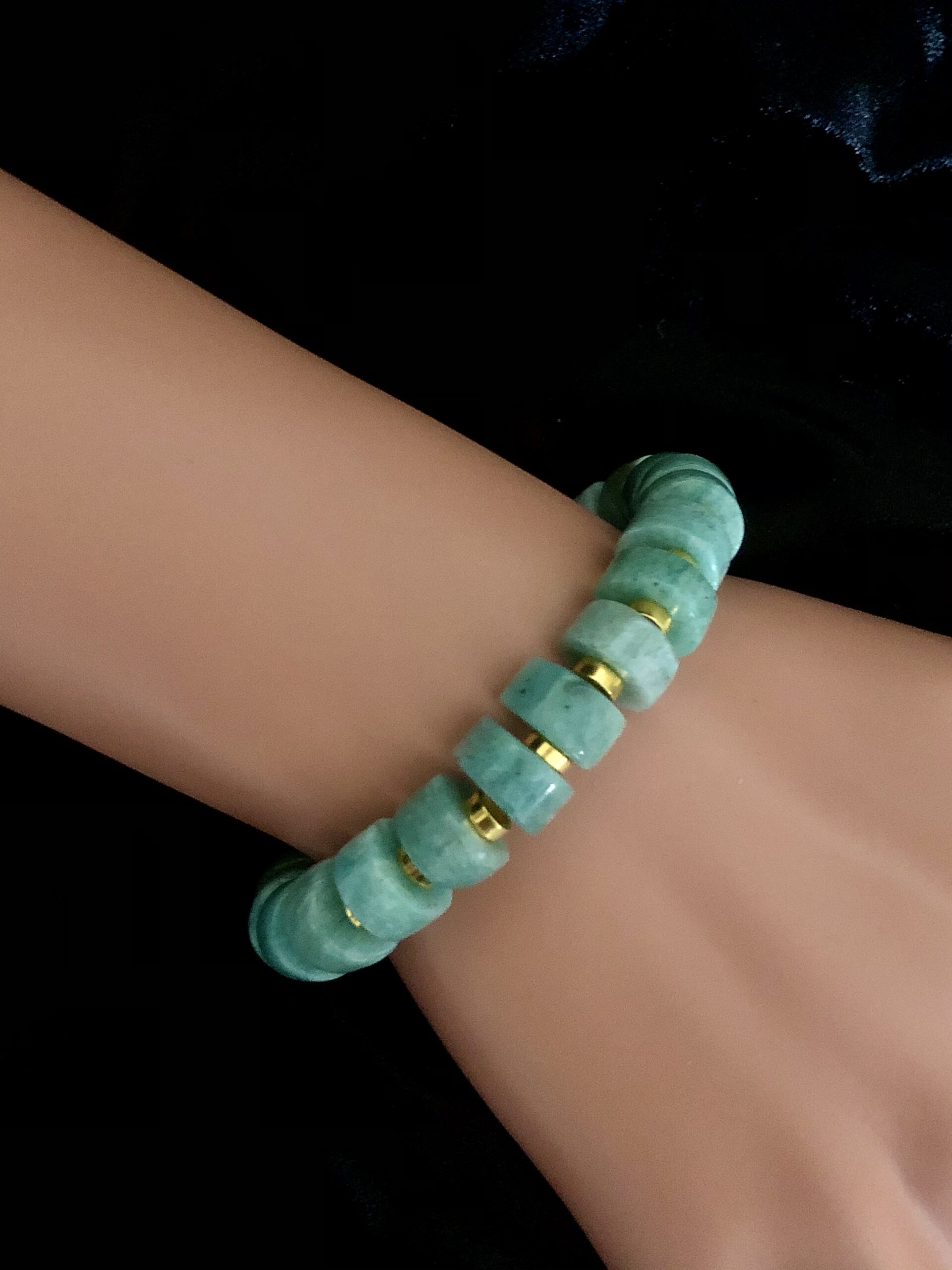 Amazonite Wheels Stretchy Bracelet - Image 2