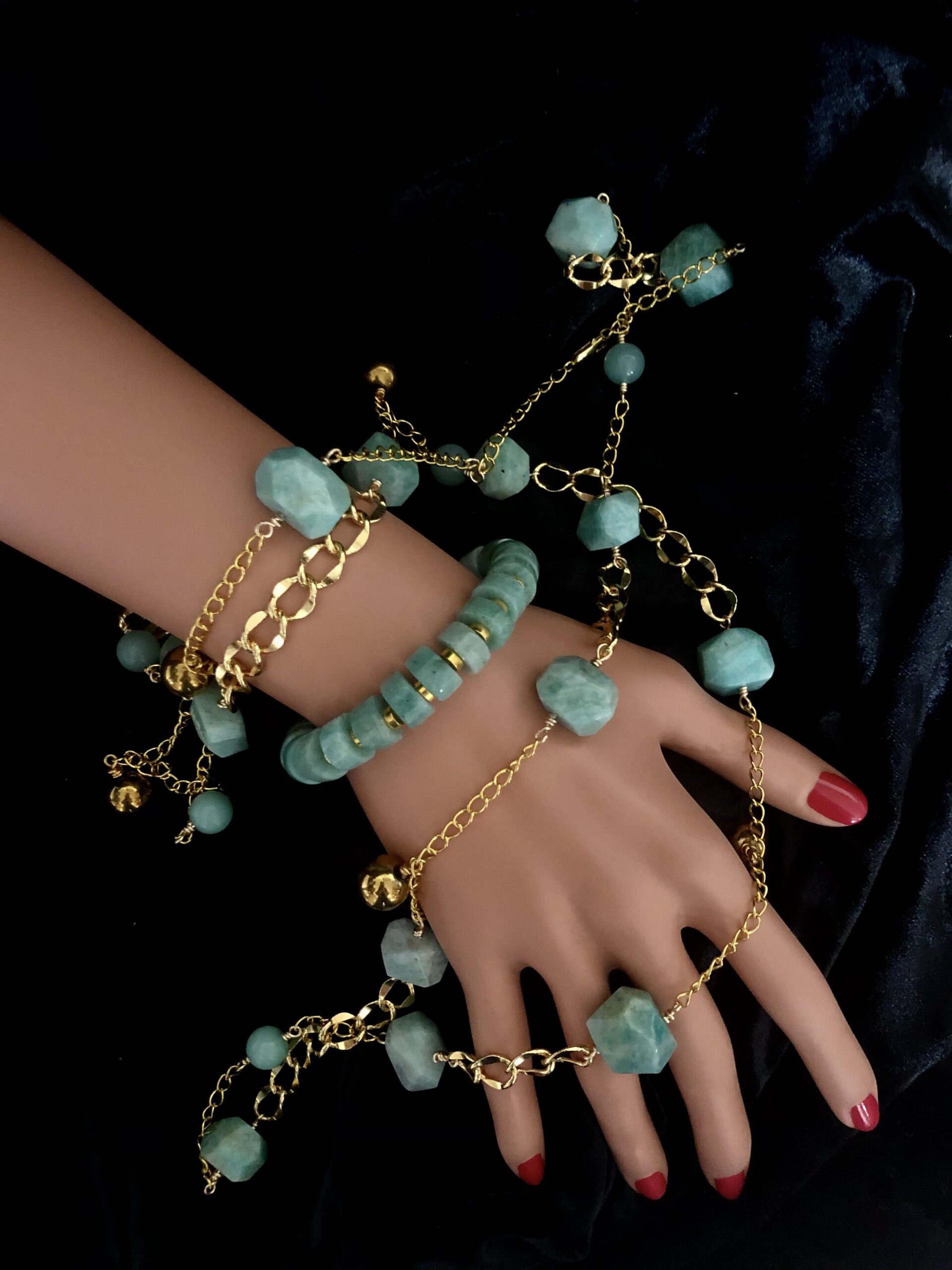 Amazonite Wheels Stretchy Bracelet - Image 3