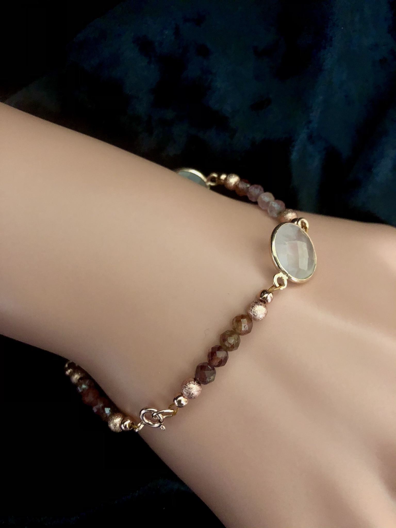 Image for Multicolour Spinel and Rose Quartz bracelet 3