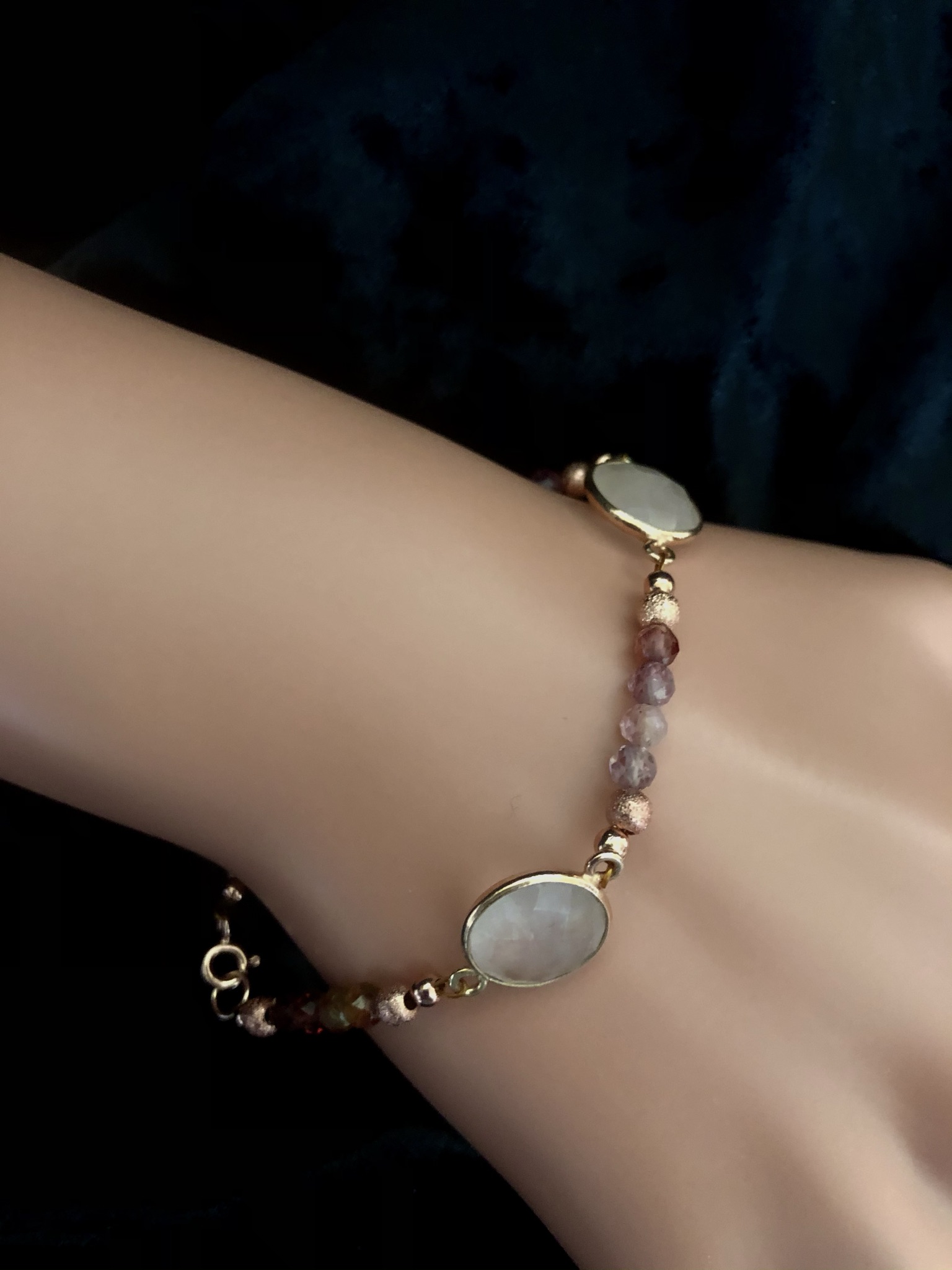 Image for Multicolour Spinel and Rose Quartz bracelet 4