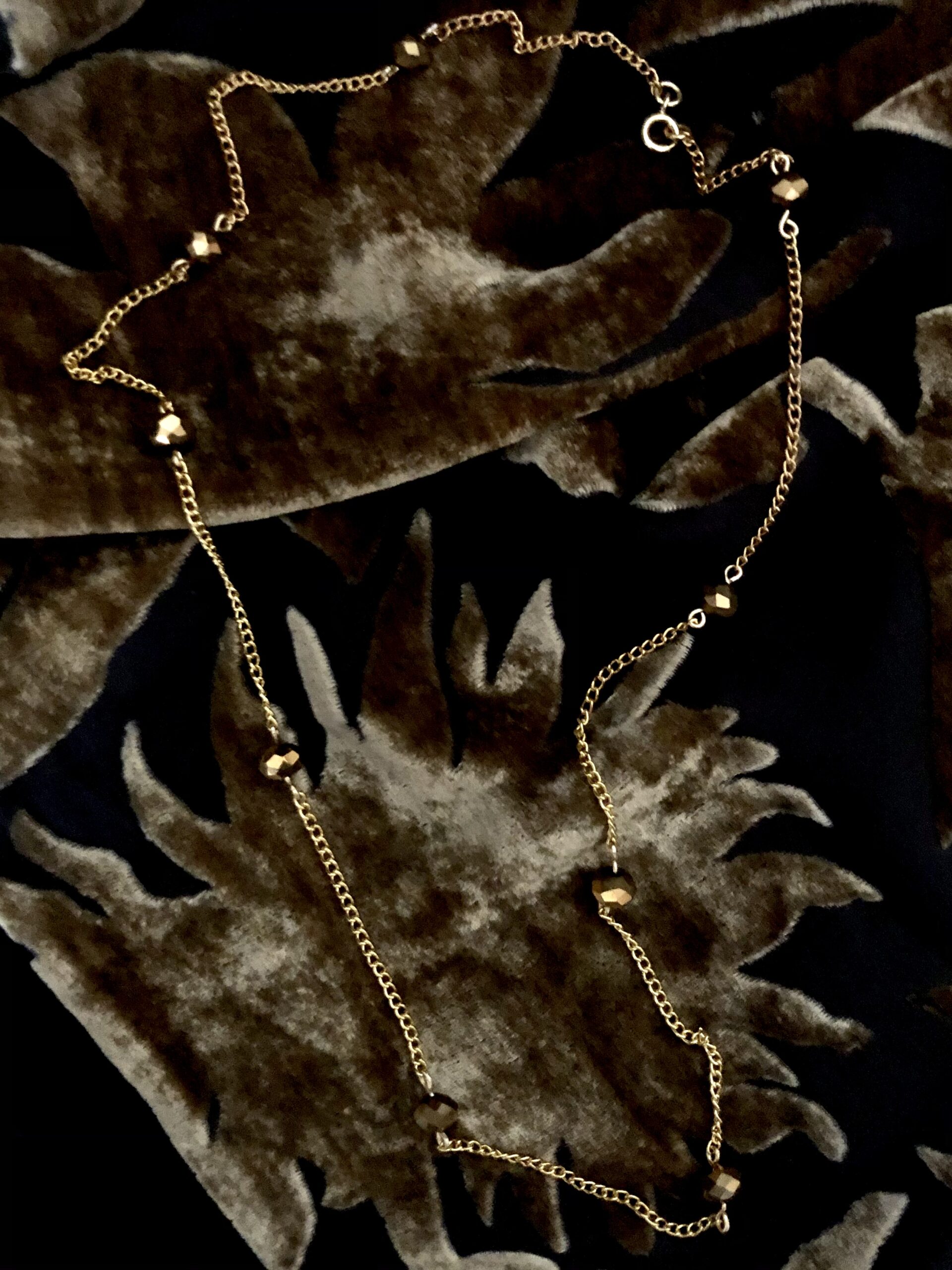 Image for Gold bead and chain necklace 1