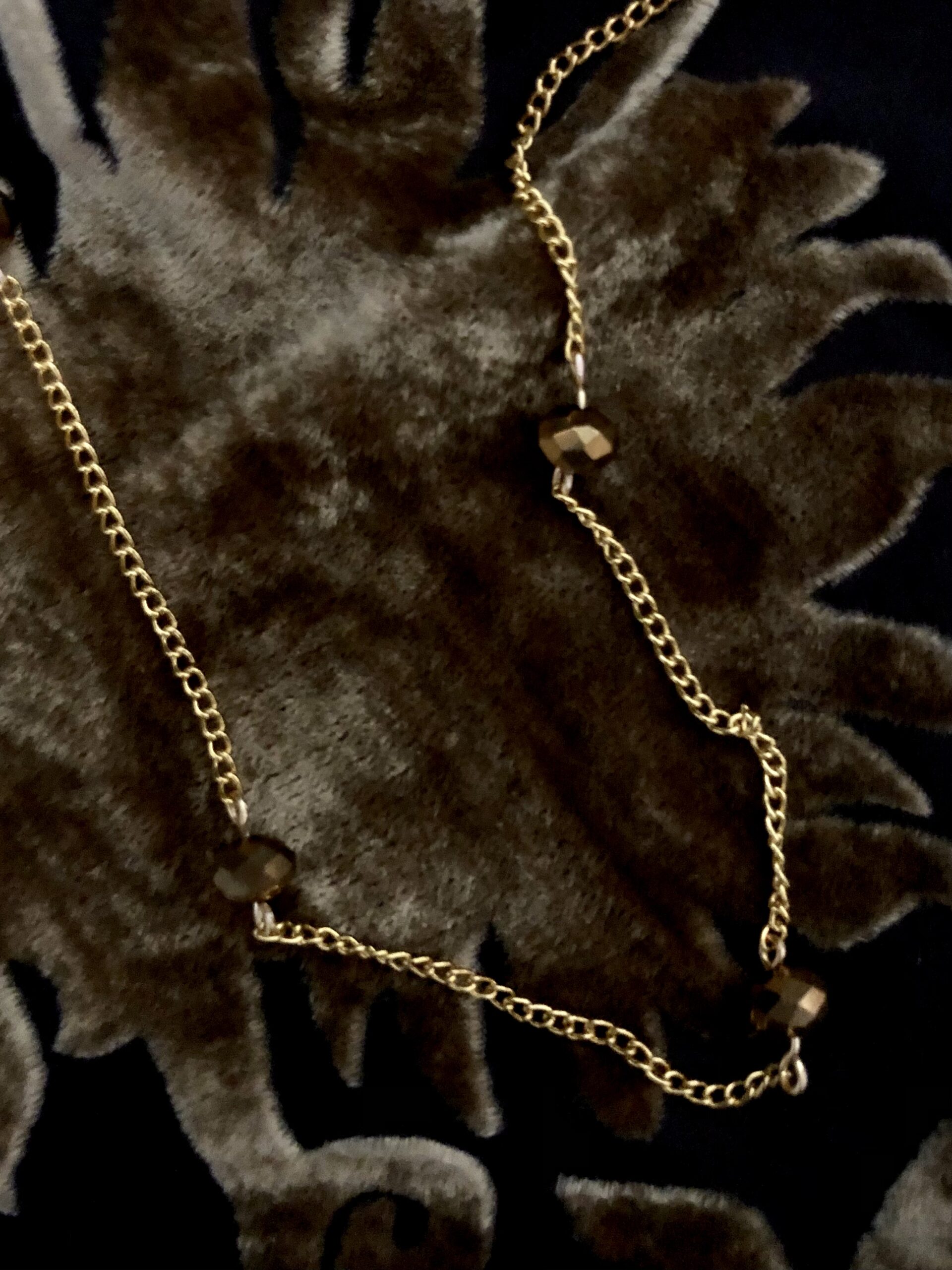 Image for Gold bead and chain necklace 2