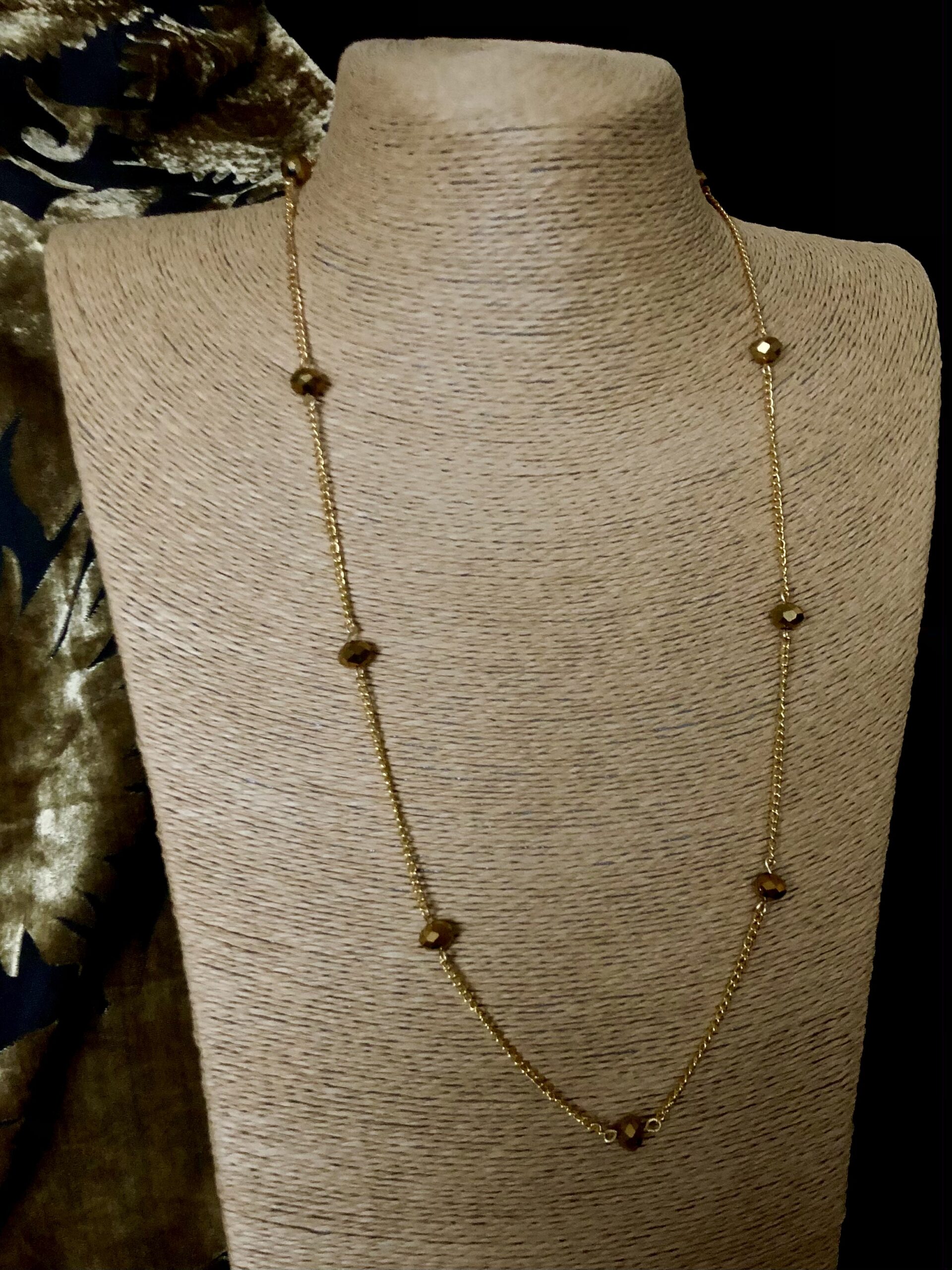 Image for Gold bead and chain necklace 6