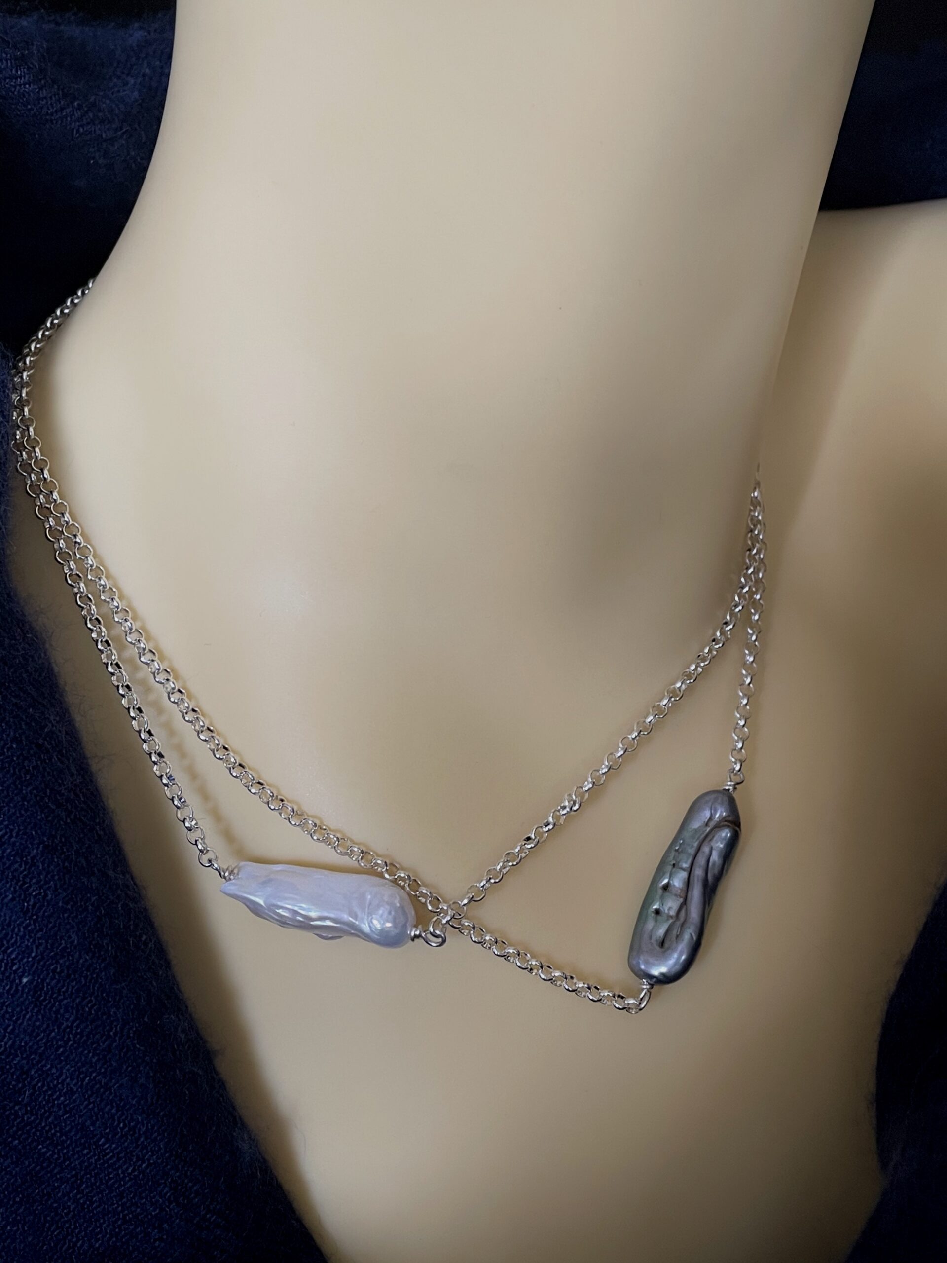 Image for Stacked biwa pearl necklaces 2