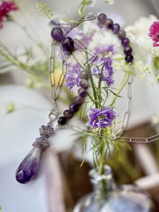 Image for Amethyst and silver station necklace 5